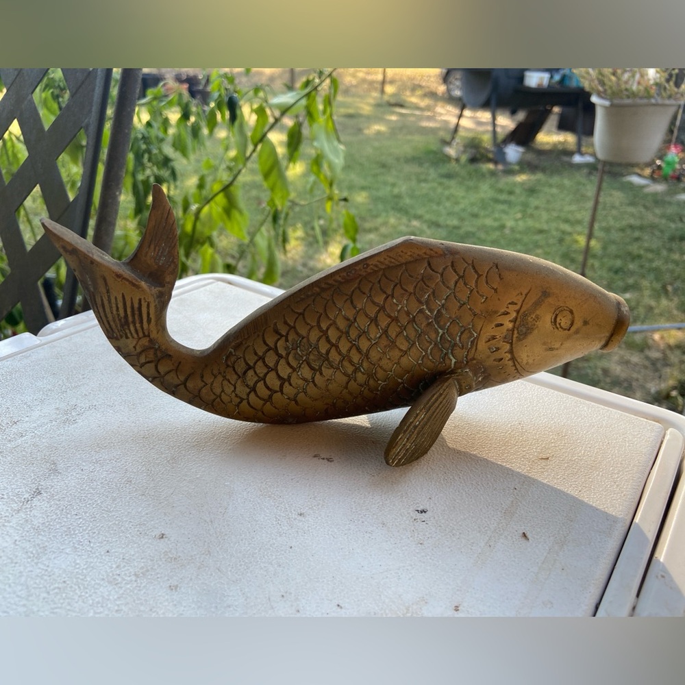 Vintage brass Koi fish